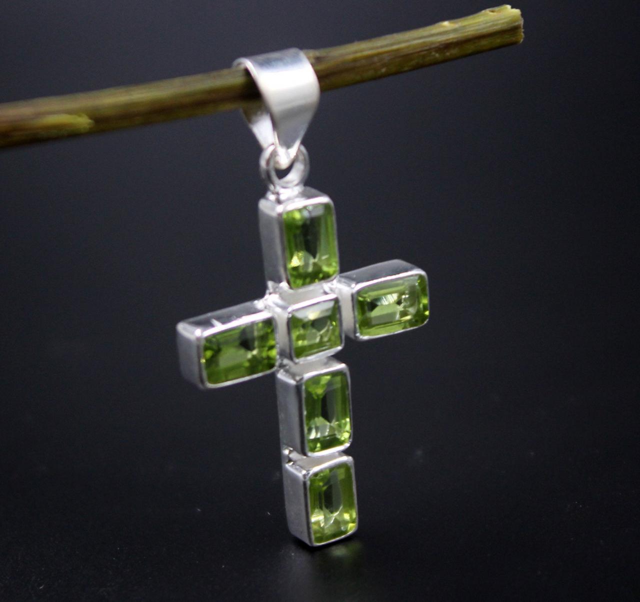 Holy Cross Pendant,natural Gemstone Pure 925 Sterling Silver Pendant,religious Pendant,christmas Gift,everyday Wear Jewelry,christian Cross