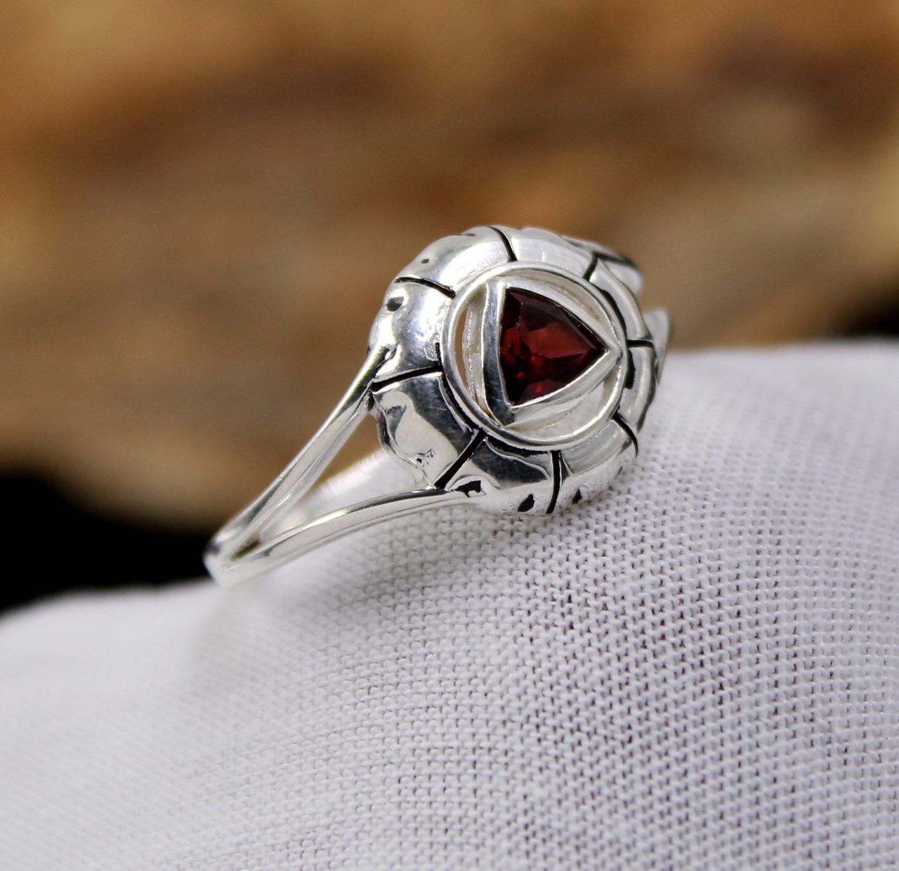 Garnet Oxidized Women's Gift Ring,solid 925 Sterling Silver Jewelry,anniversary Gift Ring,birthday Gift Present
