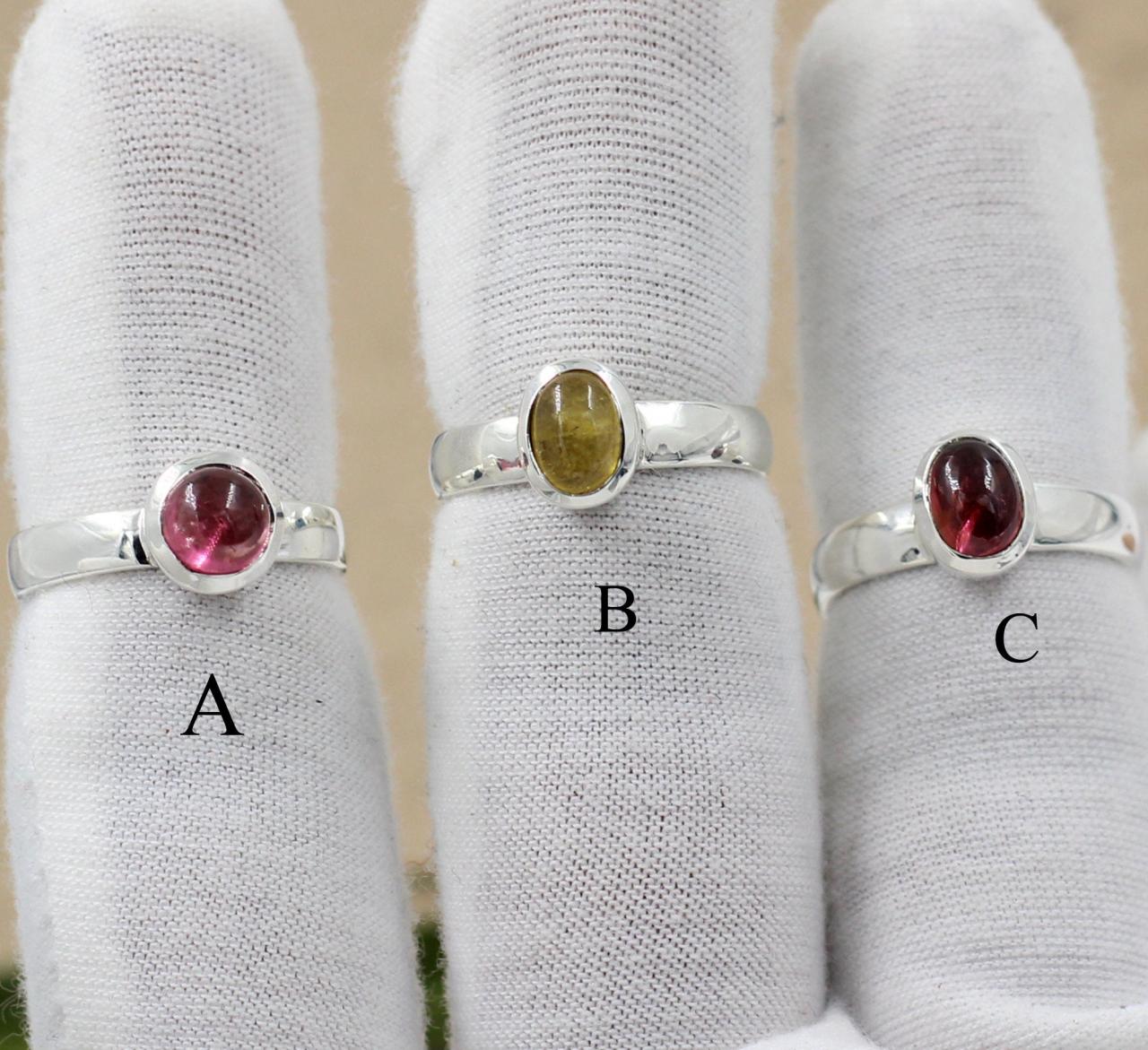 Exquisite Tourmaline Ring,stacking Handmade Ring,solid 925 Sterling Silver Gemstone Jewelry,engagement Solitaire Ring,valentine Ring Present