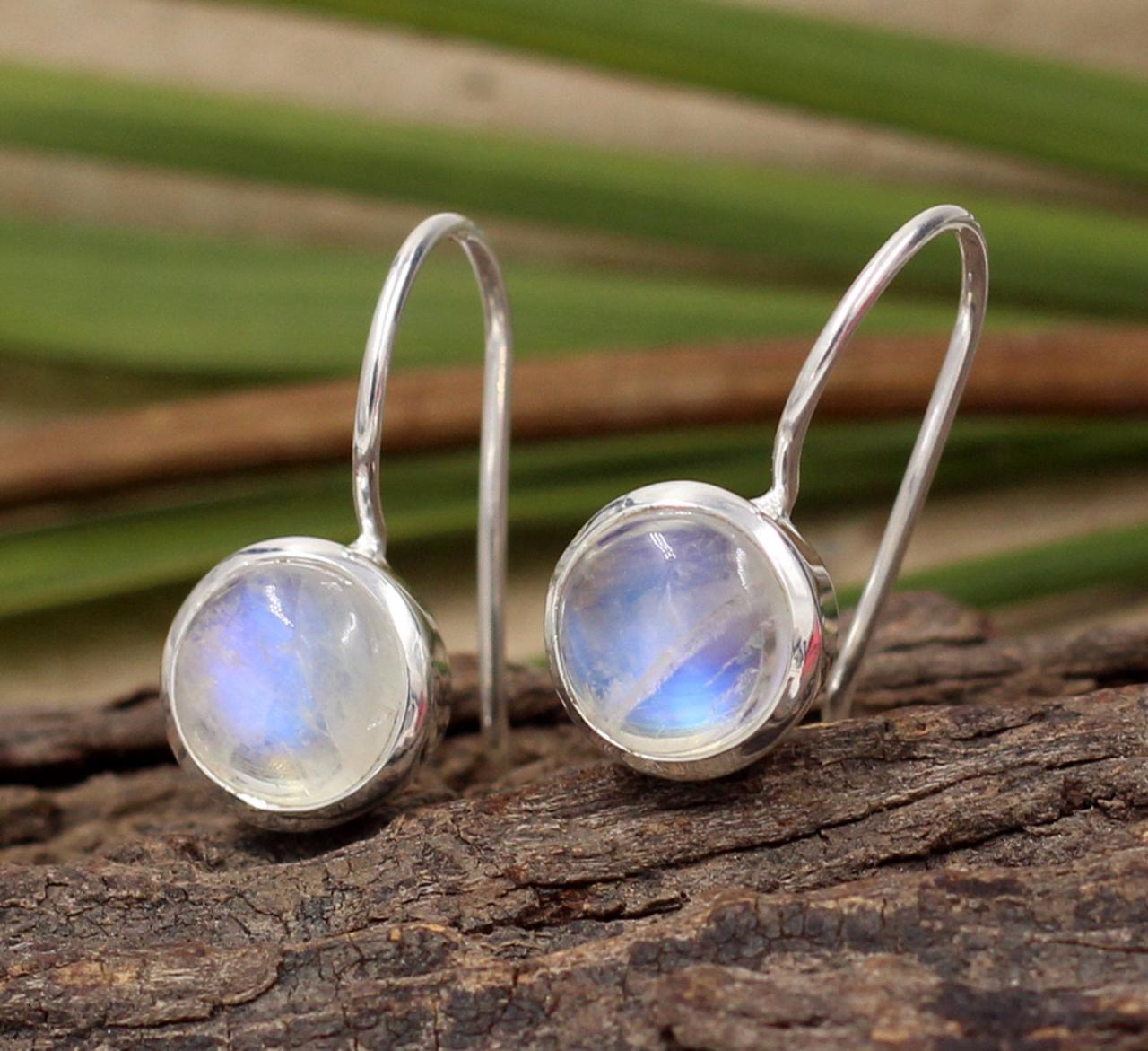 Exquisite Moonstone Earrings,handmade Dangler,solid 925 Sterling Silver Jewelry,anniversary Present, Valentine Gift,rainbow Fire Gemstone