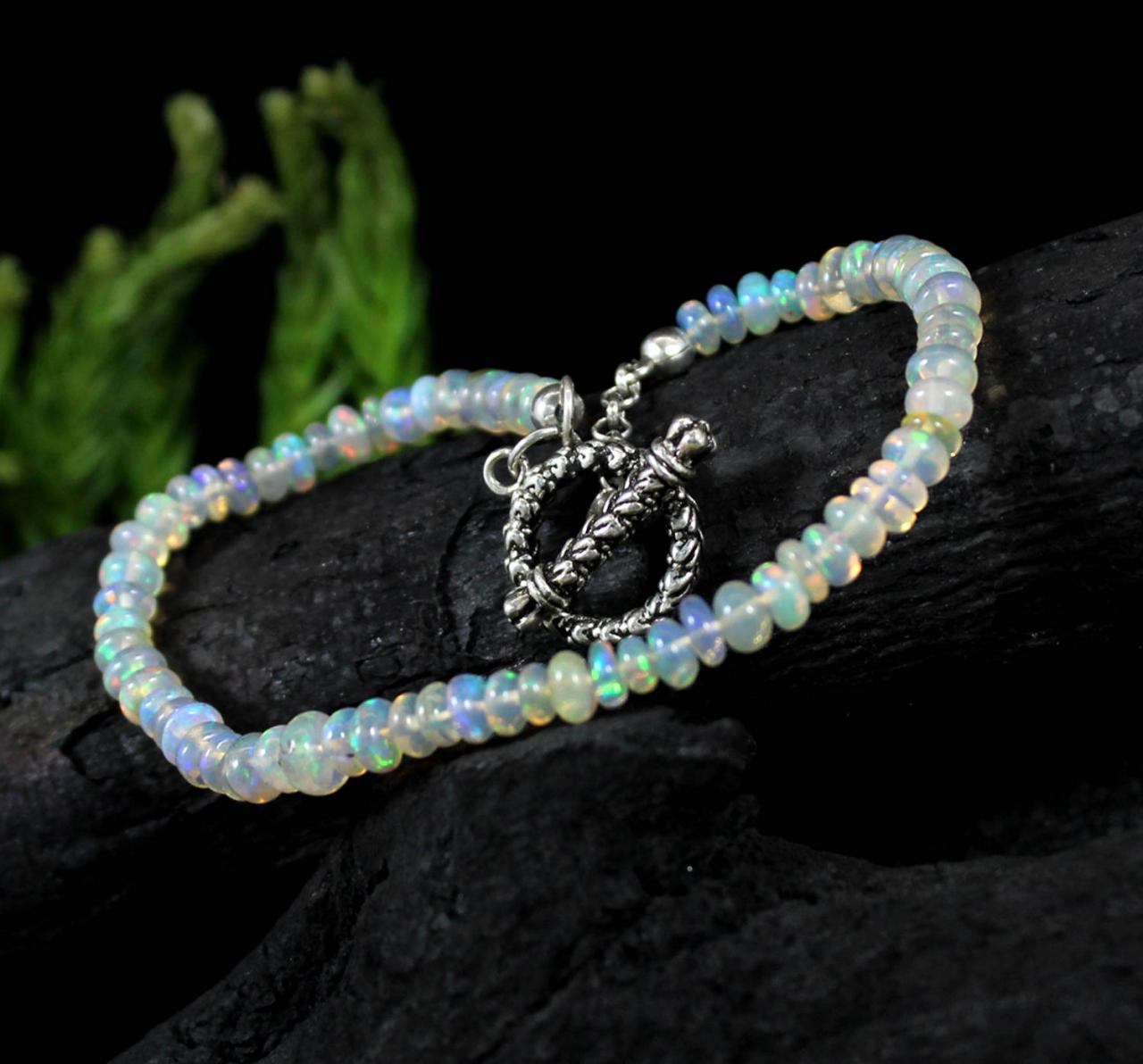 Natural Opal Beads Bracelet,dainty Elegant Bracelet,fire Opal Jewelry,anniversary Gift For Wife,birthday Present For Mom,925 Silver Tb1010