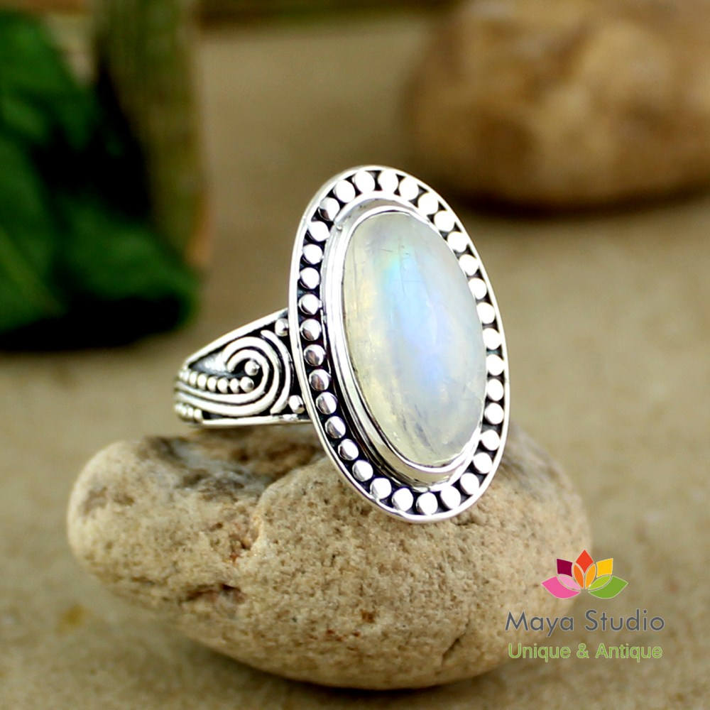 Ornate Moonstone Ring,birthday Gift For Daughter ,925 Sterling Silver Handmade Jewelry,natural Gemstone Anniversary Ring,ring For Mom Mr1024