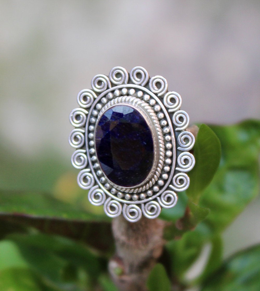 Ornate Vintage Sapphire Ring,925 Sterling Silver Wedding Jewelry,birthday Gift For Mom,brides Maid Ring,anniversary Gift,ruby /emerald Ring